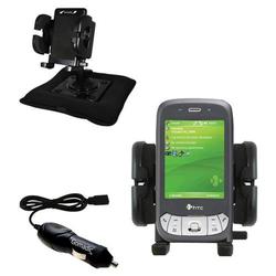 Gomadic HTC P4350 Auto Bean Bag Dash Holder with Car Charger - Uses TipExchange