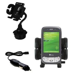 Gomadic HTC P4350 Auto Cup Holder with Car Charger - Uses TipExchange