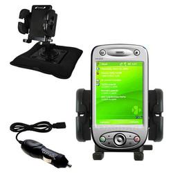 Gomadic HTC P6300 Auto Bean Bag Dash Holder with Car Charger - Uses TipExchange