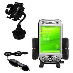 Gomadic HTC P6300 Auto Cup Holder with Car Charger - Uses TipExchange