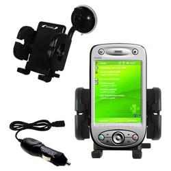 Gomadic HTC P6300 Auto Windshield Holder with Car Charger - Uses TipExchange
