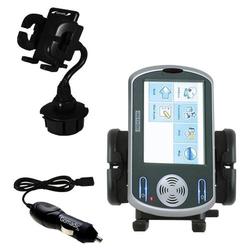 Gomadic HTC PANDA Auto Cup Holder with Car Charger - Uses TipExchange