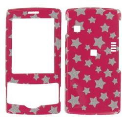 Wireless Emporium, Inc. HTC Shadow Hot Pink w/Glitter Stars Snap-On Protector Case Faceplate