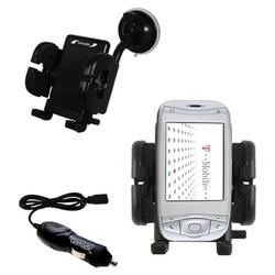 Gomadic HTC Wizard Auto Windshield Holder with Car Charger - Uses TipExchange