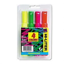 Avery-Dennison Hi Liter® Fluorescent Desk Style Highlighters, Four Color Set