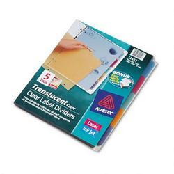 Avery-Dennison Index Maker® Translucent Dividers with Clear Labels, 5 Tab, Multicolor, 5 Sets/Pack