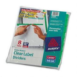 Avery-Dennison Index Maker® White Dividers, Green 8 Tab Style, with Clear Labels, 5 Sets/Pack