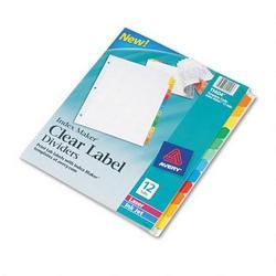 Avery-Dennison Index Maker® White Dividers, Multicolor 12 Tab Style, with Clear Labels, 1 Set