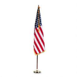 Advantus Corporation Indoor 3'x5' U.S. Flag, 8 ft. Oak Staff, 2 Gold Fringe, 5 Goldtone Eagle Top