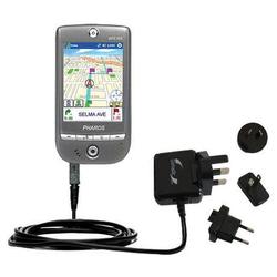 Gomadic International Wall / AC Charger for the Pharos GPS 525E - Brand w/ TipExchange Technology