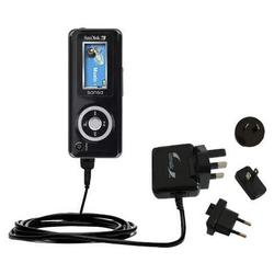 Gomadic International Wall / AC Charger for the Sandisk Sansa c200 - Brand w/ TipExchange Technology