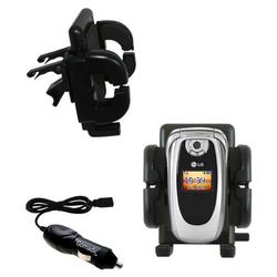 Gomadic LG 225 Auto Vent Holder with Car Charger - Uses TipExchange