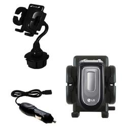 Gomadic LG 3450 Auto Cup Holder with Car Charger - Uses TipExchange