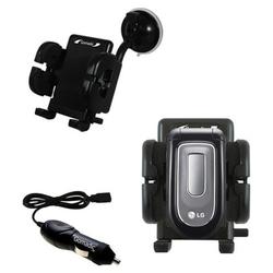 Gomadic LG 3450 Auto Windshield Holder with Car Charger - Uses TipExchange