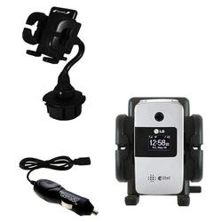 Gomadic LG AX275 Auto Cup Holder with Car Charger - Uses TipExchange