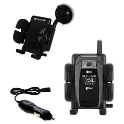 Gomadic LG AX355 Auto Windshield Holder with Car Charger - Uses TipExchange