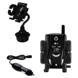 Gomadic LG AX490 Auto Cup Holder with Car Charger - Uses TipExchange