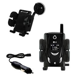 Gomadic LG AX490 Auto Windshield Holder with Car Charger - Uses TipExchange