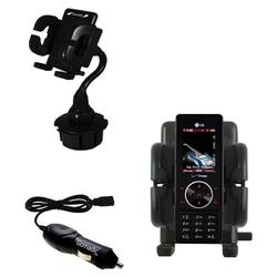 Gomadic LG Chocolate Auto Cup Holder with Car Charger - Uses TipExchange