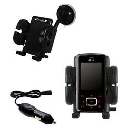 Gomadic LG KG800 Auto Windshield Holder with Car Charger - Uses TipExchange