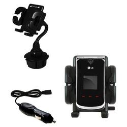 Gomadic LG KG810 Auto Cup Holder with Car Charger - Uses TipExchange