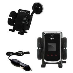 Gomadic LG KG810 Auto Windshield Holder with Car Charger - Uses TipExchange