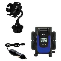 Gomadic LG LX-150 Auto Cup Holder with Car Charger - Uses TipExchange