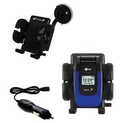 Gomadic LG LX150 Auto Windshield Holder with Car Charger - Uses TipExchange