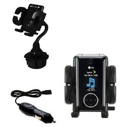Gomadic LG LX570 / LX-570 Auto Cup Holder with Car Charger - Uses TipExchange