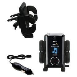 Gomadic LG LX570 / LX-570 Auto Vent Holder with Car Charger - Uses TipExchange