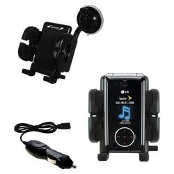 Gomadic LG LX570 / LX-570 Auto Windshield Holder with Car Charger - Uses TipExchange