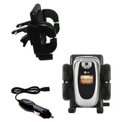 Gomadic LG PM-225 Auto Vent Holder with Car Charger - Uses TipExchange