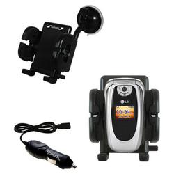 Gomadic LG PM-225 Auto Windshield Holder with Car Charger - Uses TipExchange