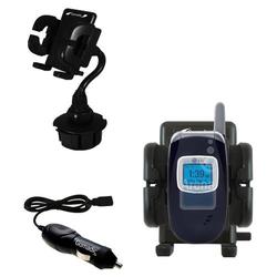 Gomadic LG UX210 Auto Cup Holder with Car Charger - Uses TipExchange