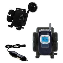 Gomadic LG UX210 Auto Windshield Holder with Car Charger - Uses TipExchange