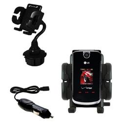 Gomadic LG VX8600 Auto Cup Holder with Car Charger - Uses TipExchange