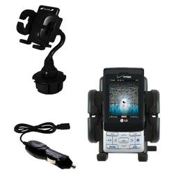 Gomadic LG VX9400 Auto Cup Holder with Car Charger - Uses TipExchange