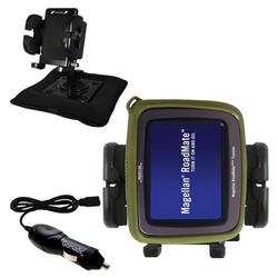Gomadic Magellan Crossover GPS 2500T Auto Bean Bag Dash Holder with Car Charger - Uses TipExchange
