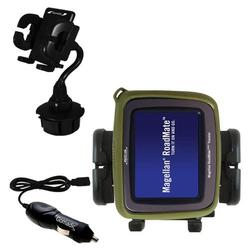 Gomadic Magellan Crossover GPS 2500T Auto Cup Holder with Car Charger - Uses TipExchange