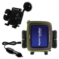 Gomadic Magellan Crossover GPS 2500T Auto Windshield Holder with Car Charger - Uses TipExchange