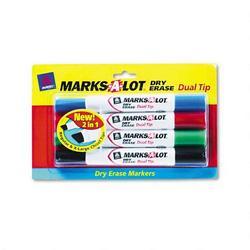 Avery-Dennison Marks A Lot® Dual Tip Whiteboard Marker, Four Color Set
