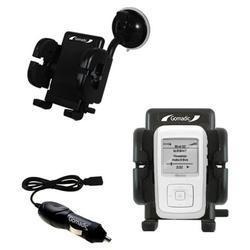 Gomadic Memorex MMP8575 2GB Auto Windshield Holder with Car Charger - Uses TipExchange