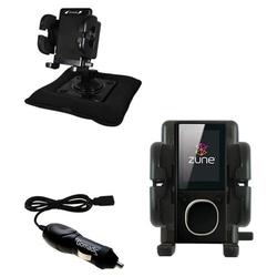 Gomadic Microsoft Zune 4GB / 8GB Auto Bean Bag Dash Holder with Car Charger - Uses TipExchange