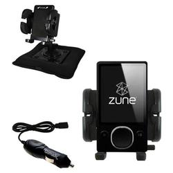 Gomadic Microsoft Zune 80GB 2nd Gen Auto Bean Bag Dash Holder with Car Charger - Uses TipExchange