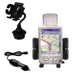 Gomadic Mio Technology 168 Auto Cup Holder with Car Charger - Uses TipExchange