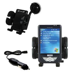 Gomadic Mio Technology 336 Auto Windshield Holder with Car Charger - Uses TipExchange