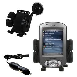 Gomadic Mio Technology P350 Auto Windshield Holder with Car Charger - Uses TipExchange