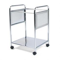 Advantus Corporation Mobile Steel File Cart with Stationary Shelf, Letter/Legal Size, Chrome