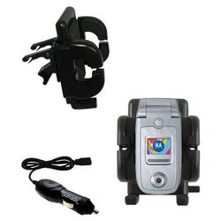 Gomadic Motorola A668 Auto Vent Holder with Car Charger - Uses TipExchange