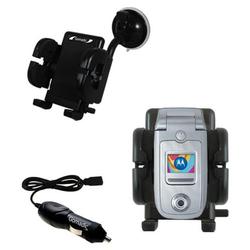 Gomadic Motorola A668 Auto Windshield Holder with Car Charger - Uses TipExchange